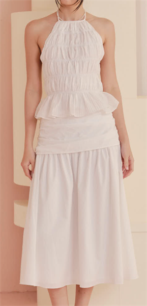 Chân váy White Linen Flared Skirt