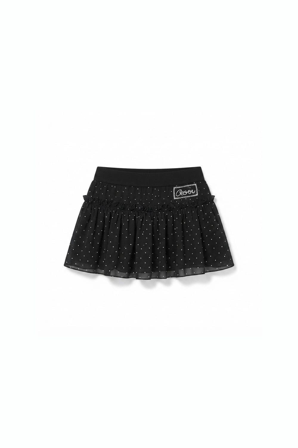 Chân váy tơ chấm bi Black Dot Chiffon Tiered Mini Skirt