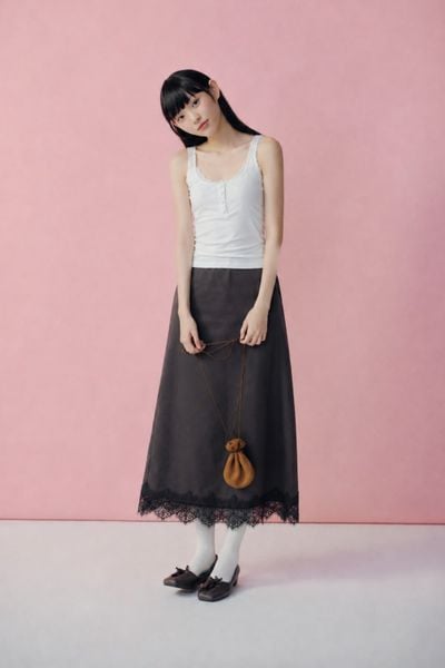  Chân váy lụa suông phối ren Keeley Silky Skirt 