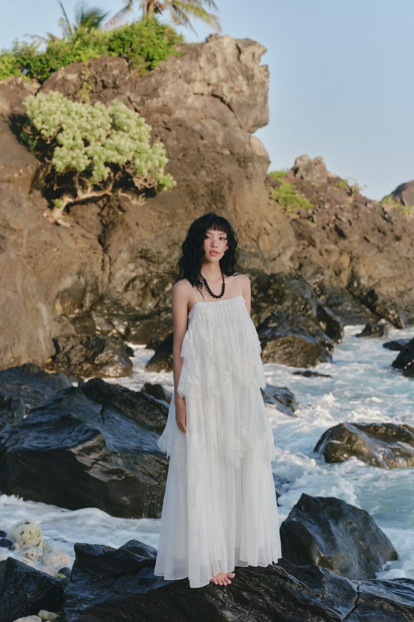 Váy maxi 2 dây Lace Chiffon Tiered Layered Maxi Dress nhiều màu