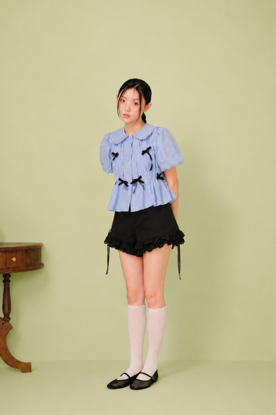  Quần short phối bèo Kaki Polka Dot Ruffle Shorts nhiều màu 