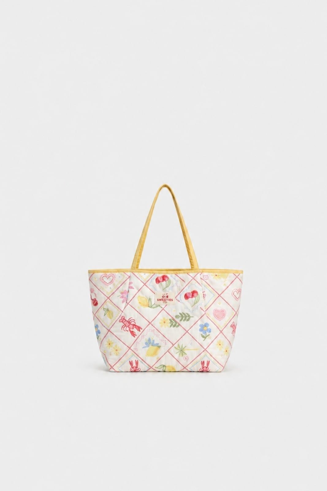 Túi tote White Floral Yellow Trim