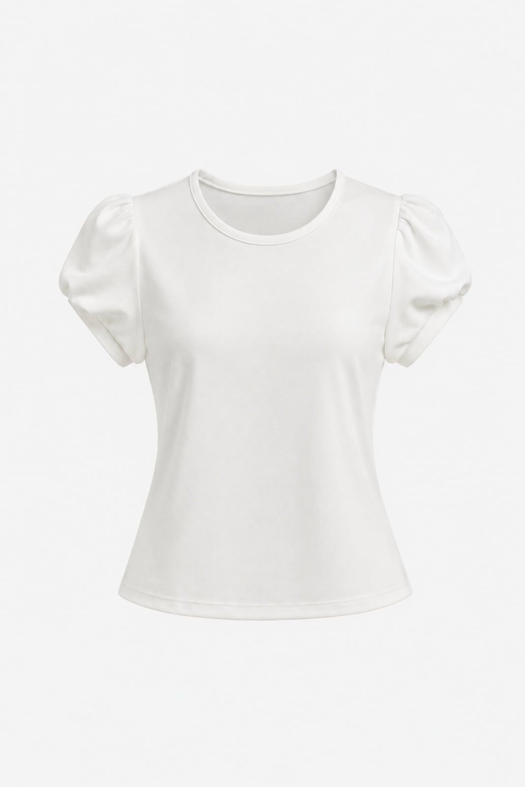 Áo Thun Tay Phồng White Cotton Short Sleeves Top