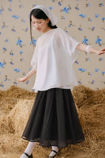  Chân váy tơ dài Black Celeste Maxi Sheer Skirt 