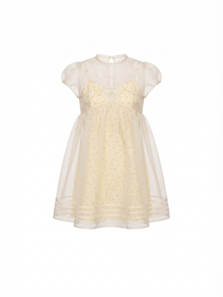  Set voan hai dây Cream Fleur Chiffon Layered Puff Mini 