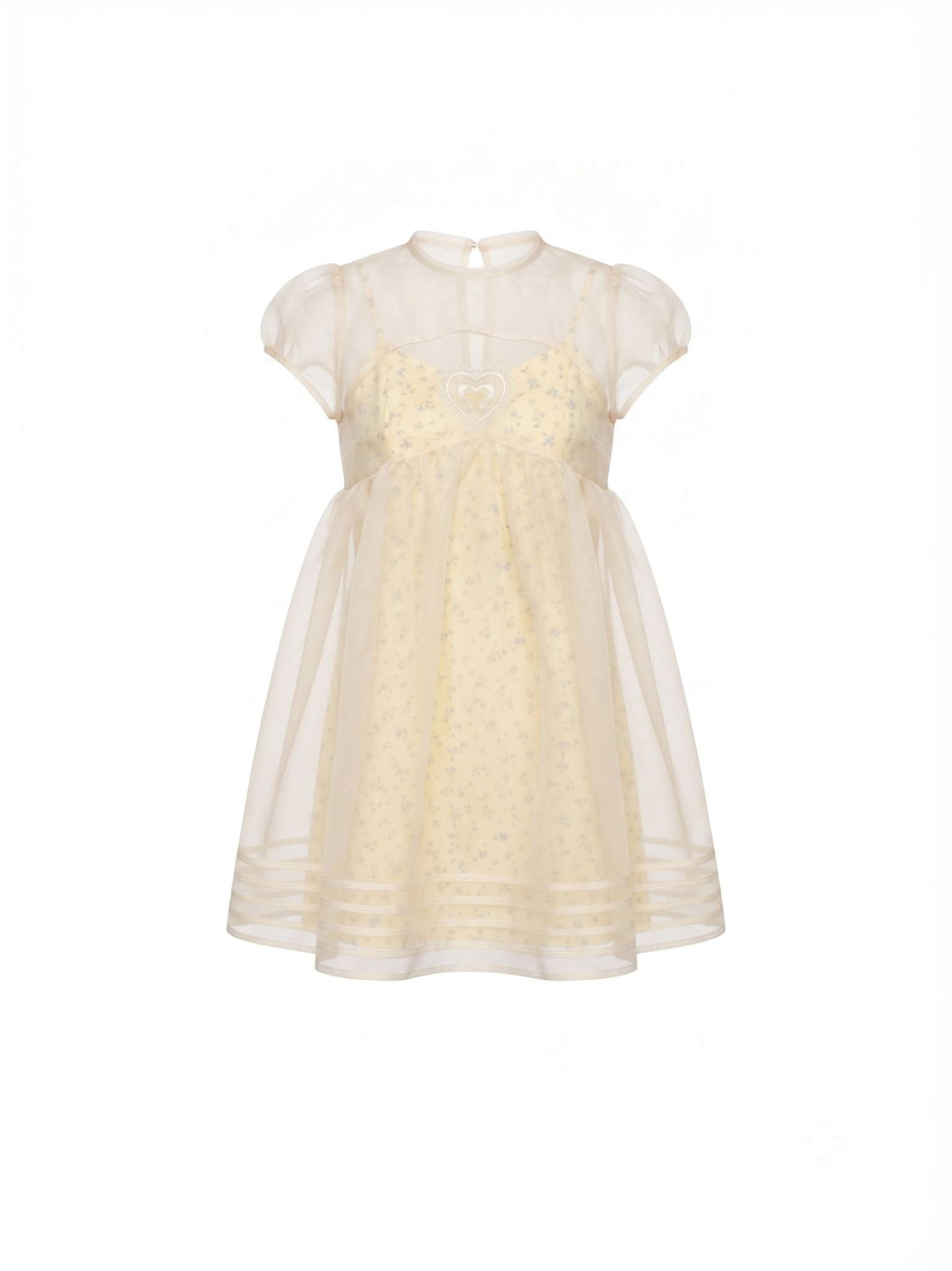 Set voan hai dây Cream Fleur Chiffon Layered Puff Mini