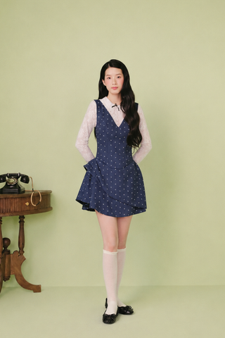 Váy sát nách Blue Bow Double Layered Mini Dress