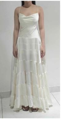 Váy maxi cổ yếm White Silky Halter Neck Tiered Dress