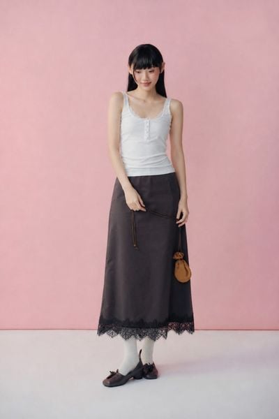 Chân váy lụa suông phối ren Keeley Silky Skirt 