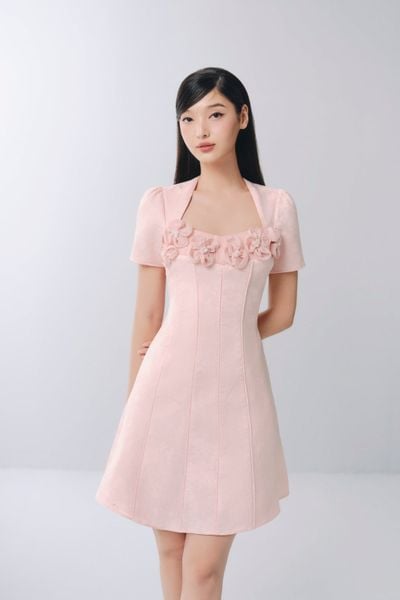  Váy hoa chiết eo Fuchsia Dress 