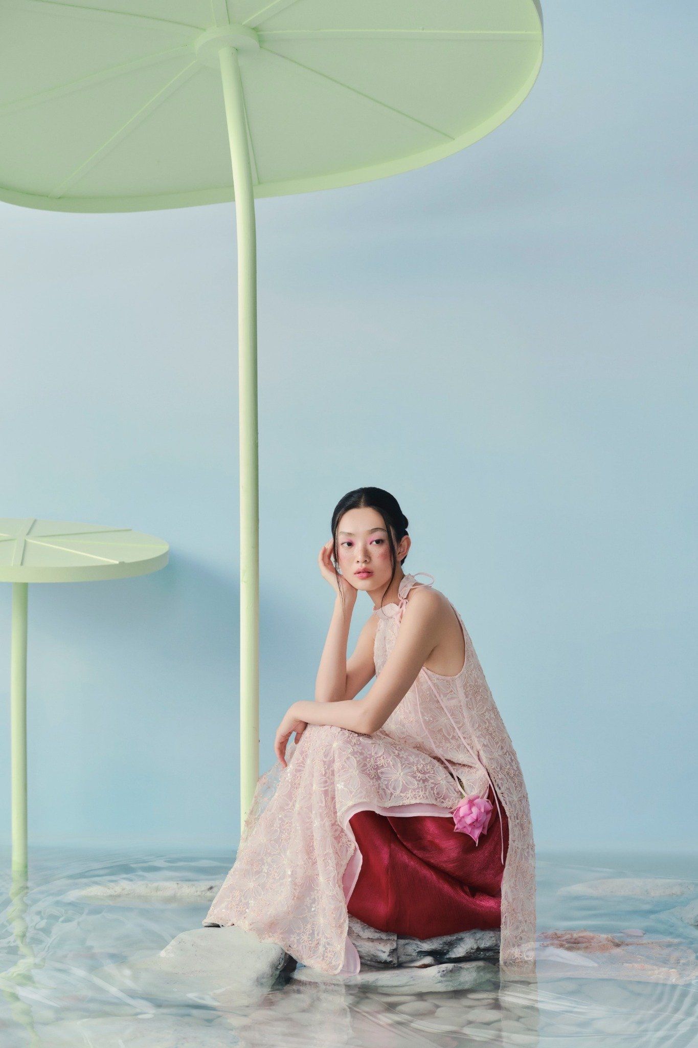 Quần Silk Wide Leg Trouser in Red