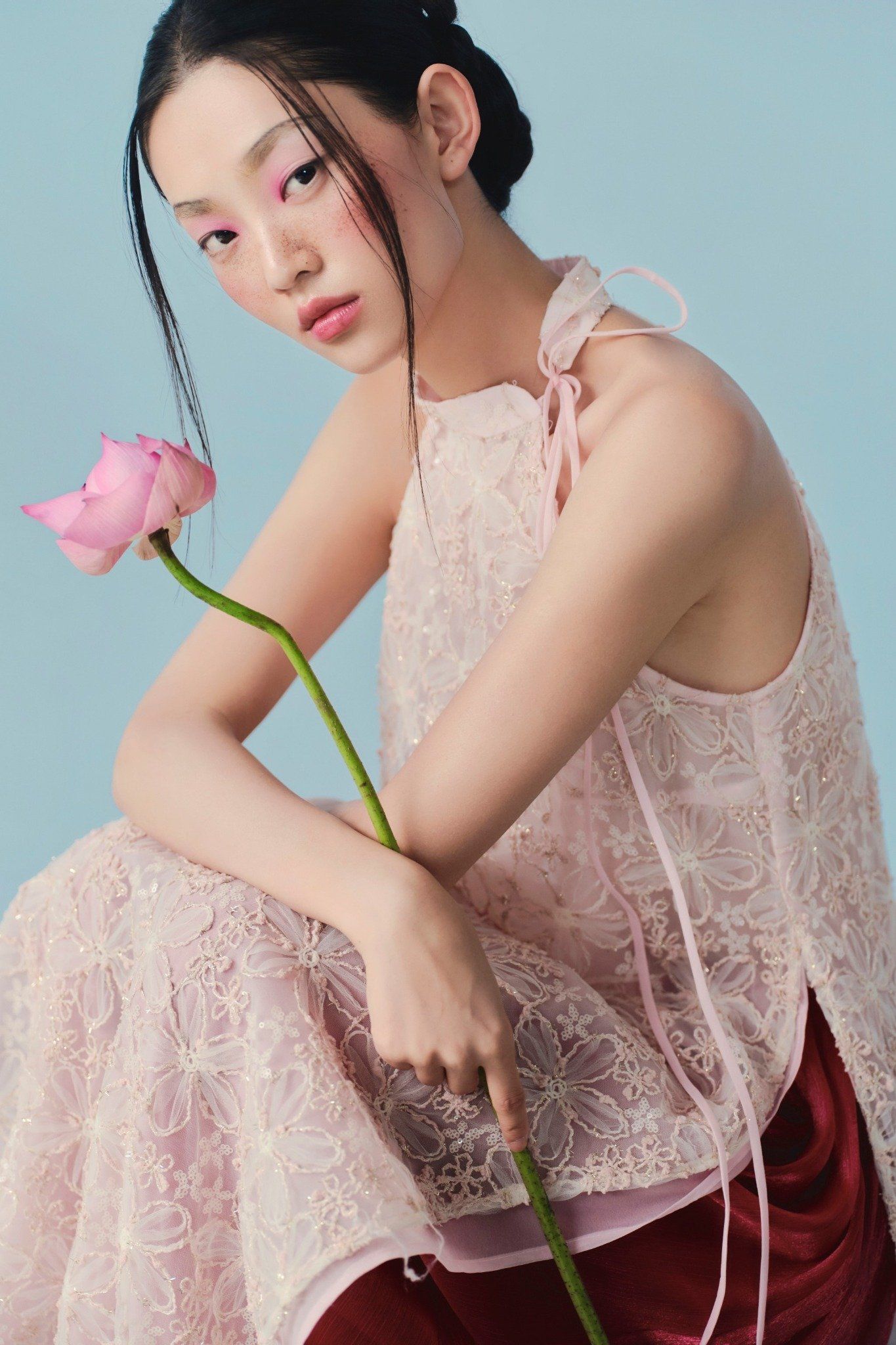 Quần Silk Wide Leg Trouser in Red