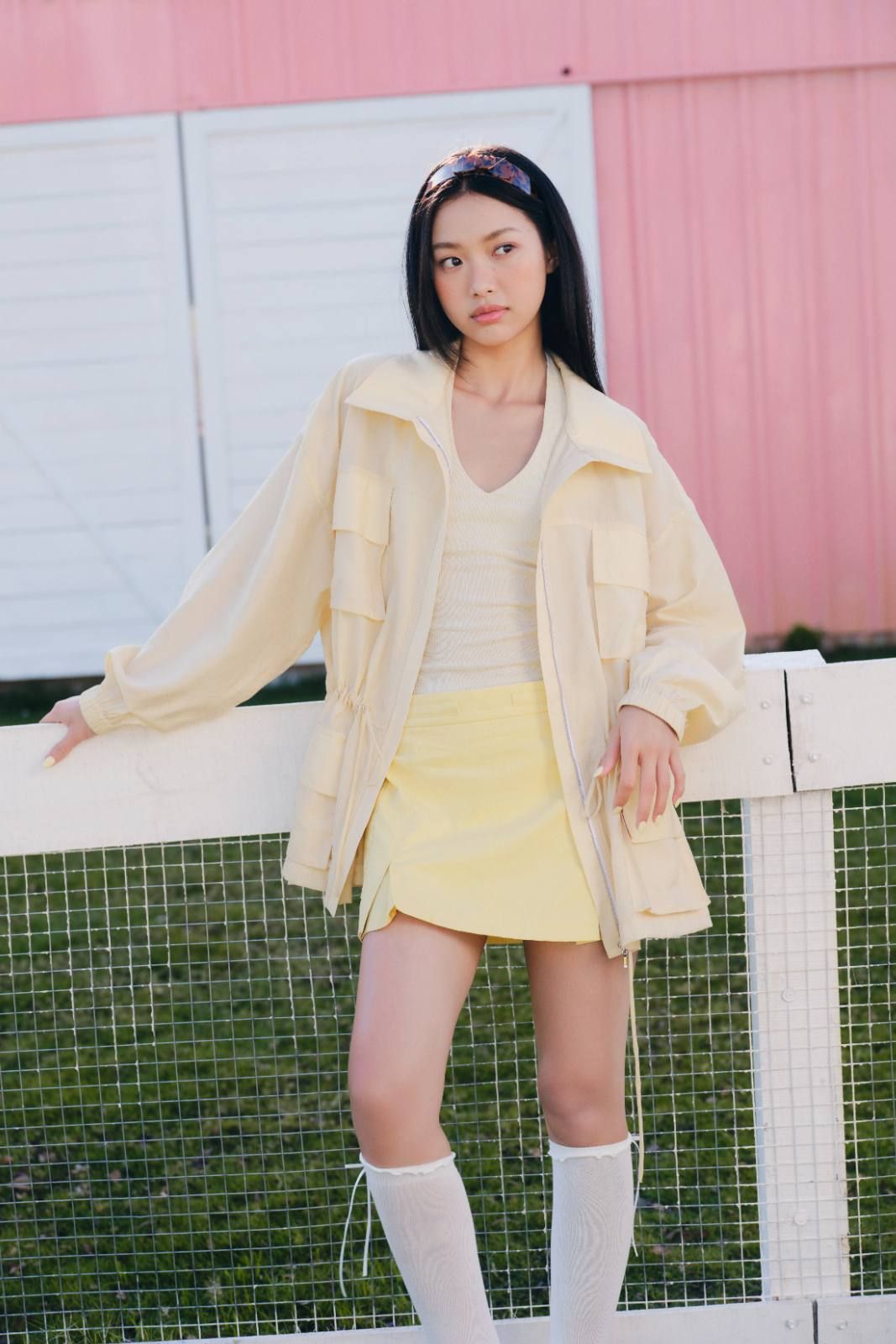 Áo yếm trơn Yellow Cotton Ribbed Halter Top