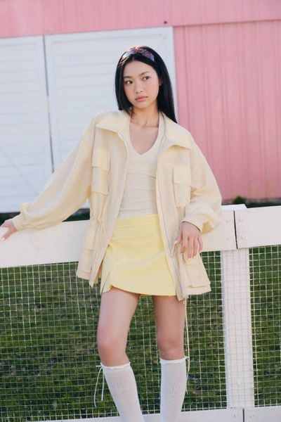  Áo khoác nhiều túi Yellow Kate Drawstring Zipper Pocket Jacket 
