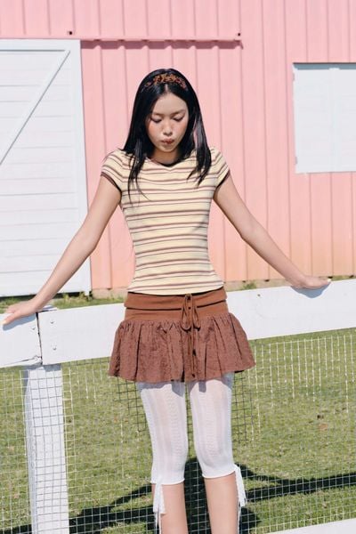  Áo thun babytee kẻ sọc nhiều màu 