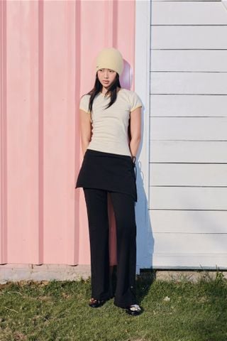 Quần Black Layered Flared Pants