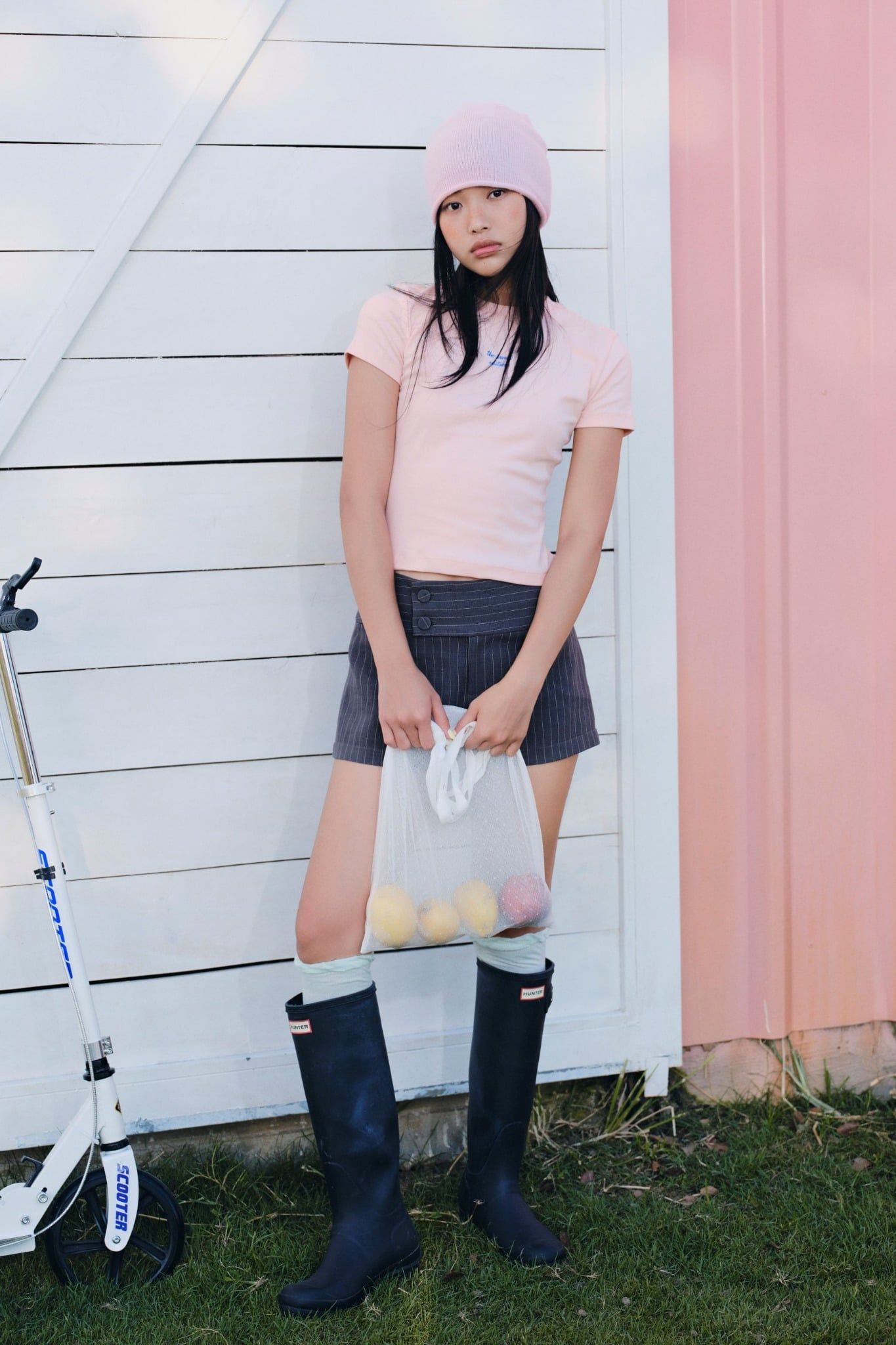 Quần shorts Pinstripe High Waist