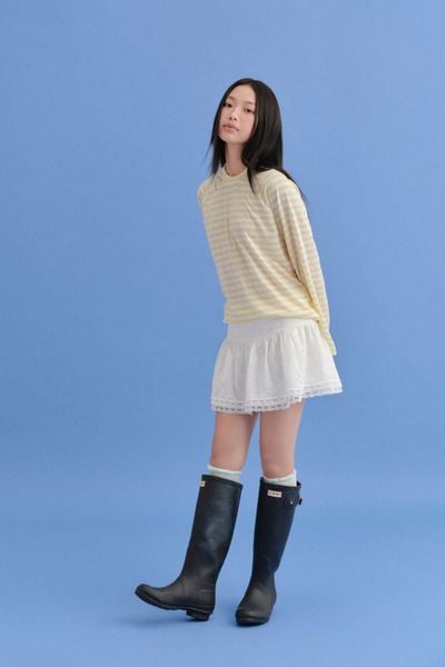  Áo tay dài sọc vàng đính nút Yellow Striped Long Sleeves Tshirt 