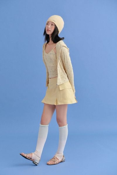 Chân váy kaki chữ A túi hộp Yellow Kaki Cargo Pleated Skirt 