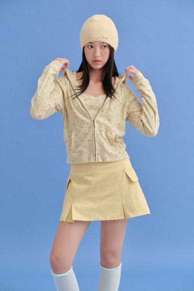  Chân váy kaki chữ A túi hộp Yellow Kaki Cargo Pleated Skirt 