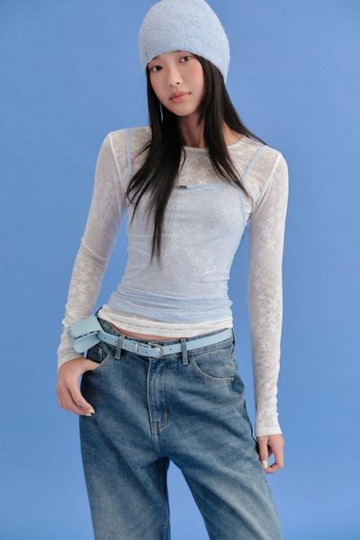  Áo hai dây phối ren Sheer Lace Cami Top nhiều màu 