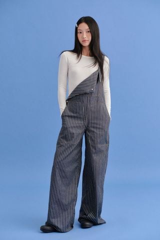 Yếm liền thân kẻ sọc Navy Striped Cotton Bib Jumpsuit