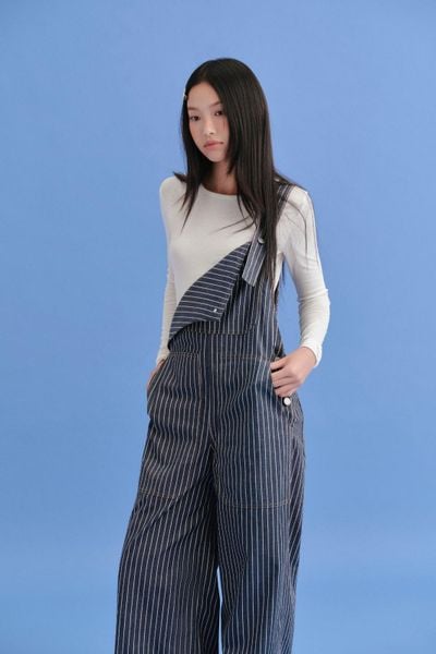  Yếm liền thân kẻ sọc Navy Striped Cotton Bib Jumpsuit 