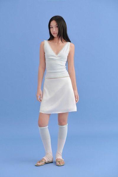  Chân váy lụa mini White Silky A Line 
