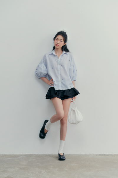  Áo Rica Bow Shirt in Blue 