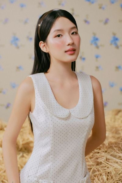  Váy sát nách trơn cổ sen Dotty Collar Dress 