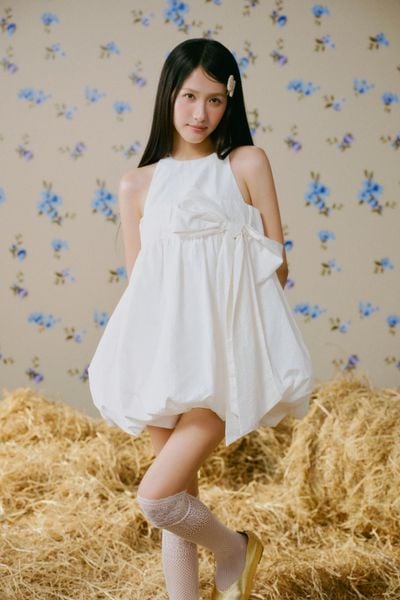  Set áo kèm quần White Bow Babydoll Set 