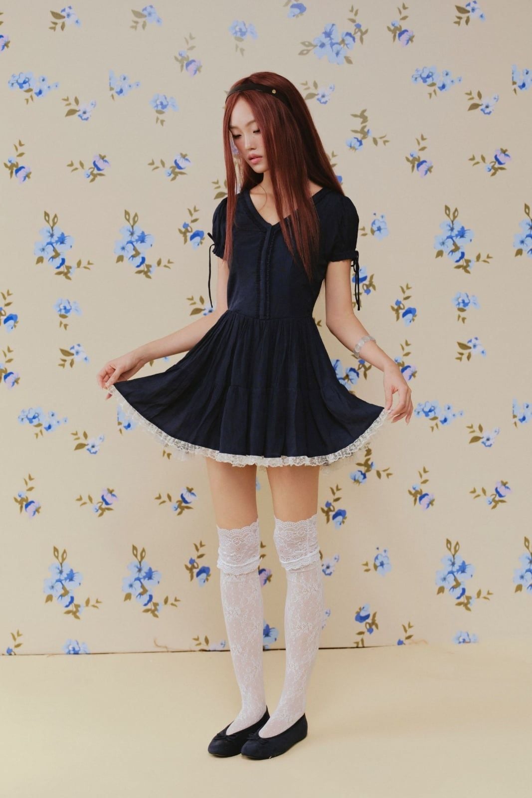 Váy dự tiệc Navy Cotton Ruched Mini Dress