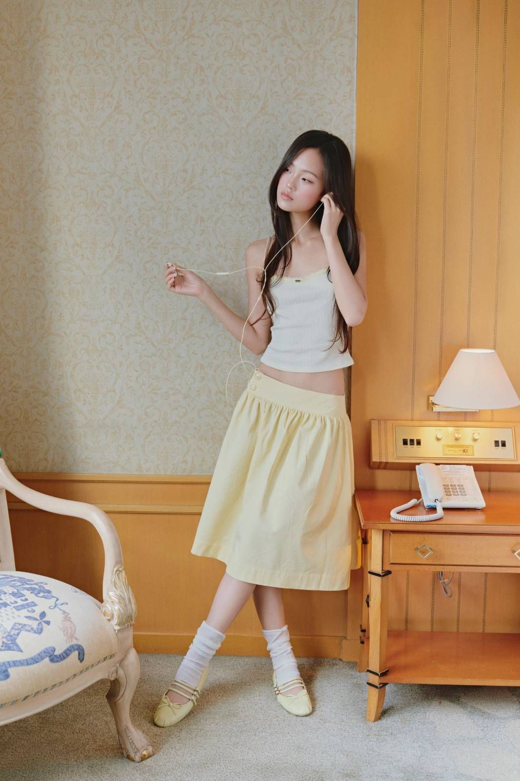 Áo hai dây kiểu Plain Ruched Cami Top nhiều màu