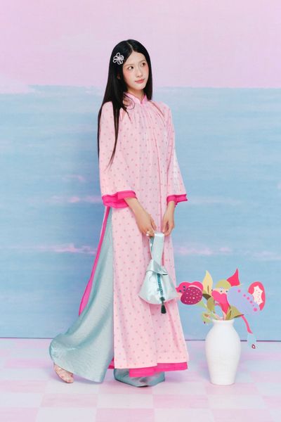  Quần áo dài lụa ánh kim nhiều màu 