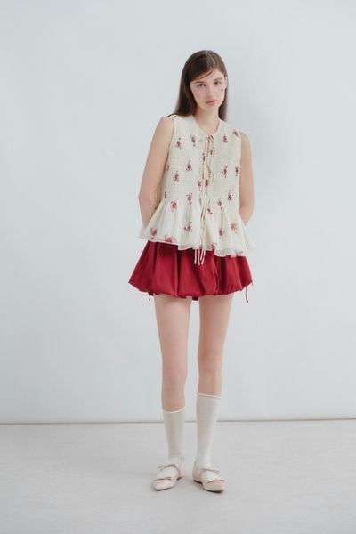  Áo Floralie Fleur Top in Rouge Beige 