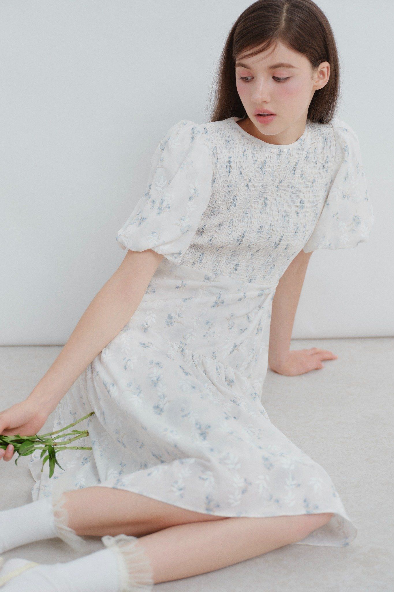 Lia Fleur Dress in Mist Blue