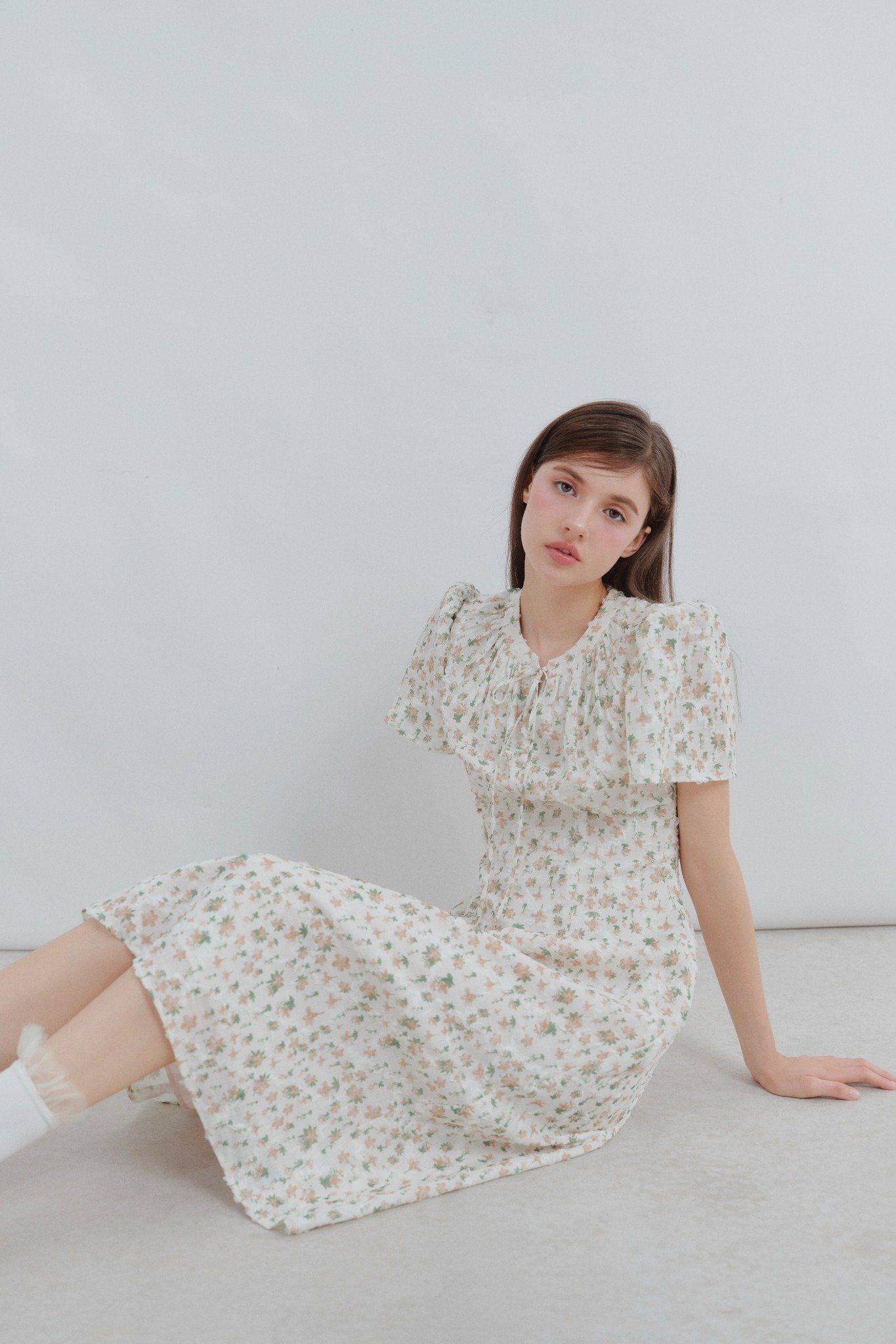 Aulelei Fleur Dress in Light Cream