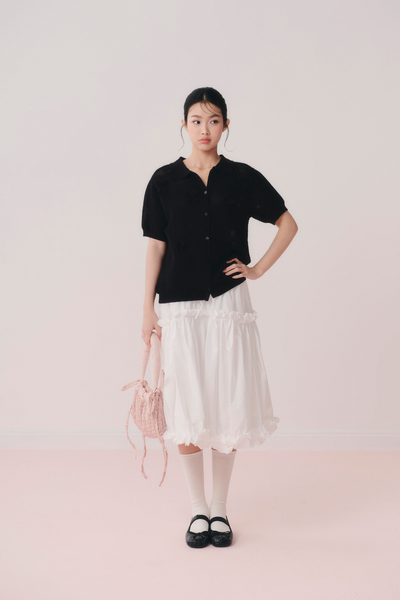  Chân váy White Cotton Puff Tiered Ruffled Skirt 