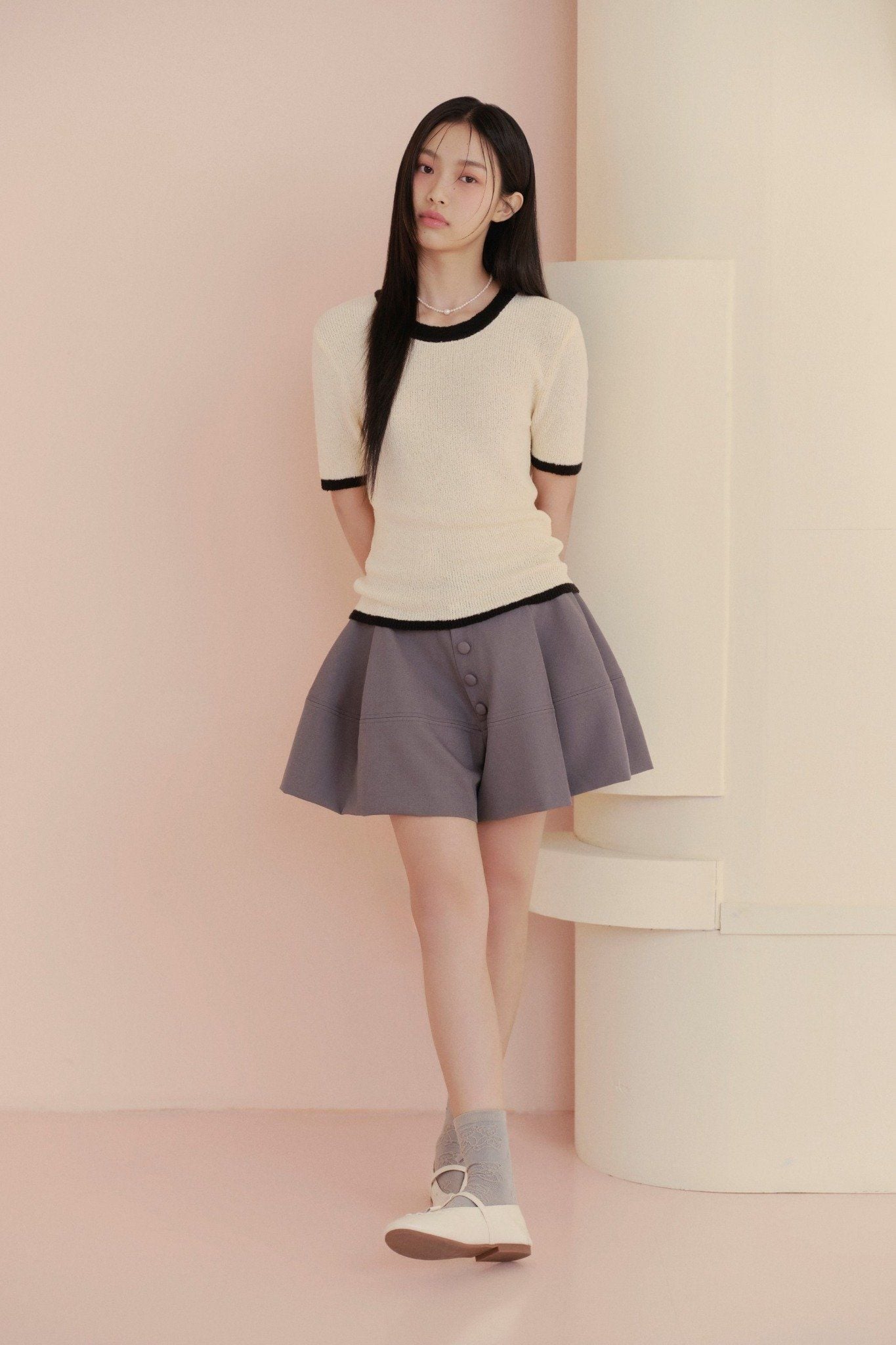 Chân váy Gray Pleated Button Mini Skirt