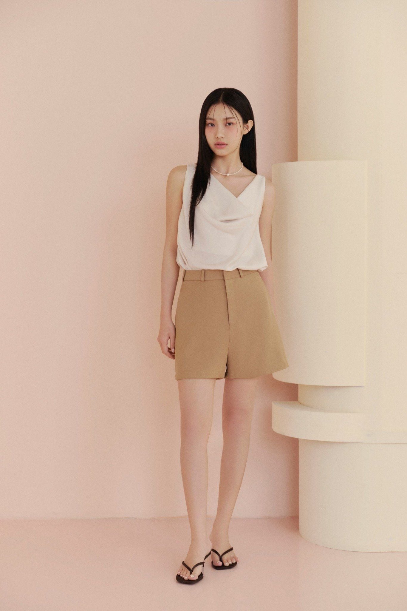 Áo Satin Draped Cowl Top nhiều màu