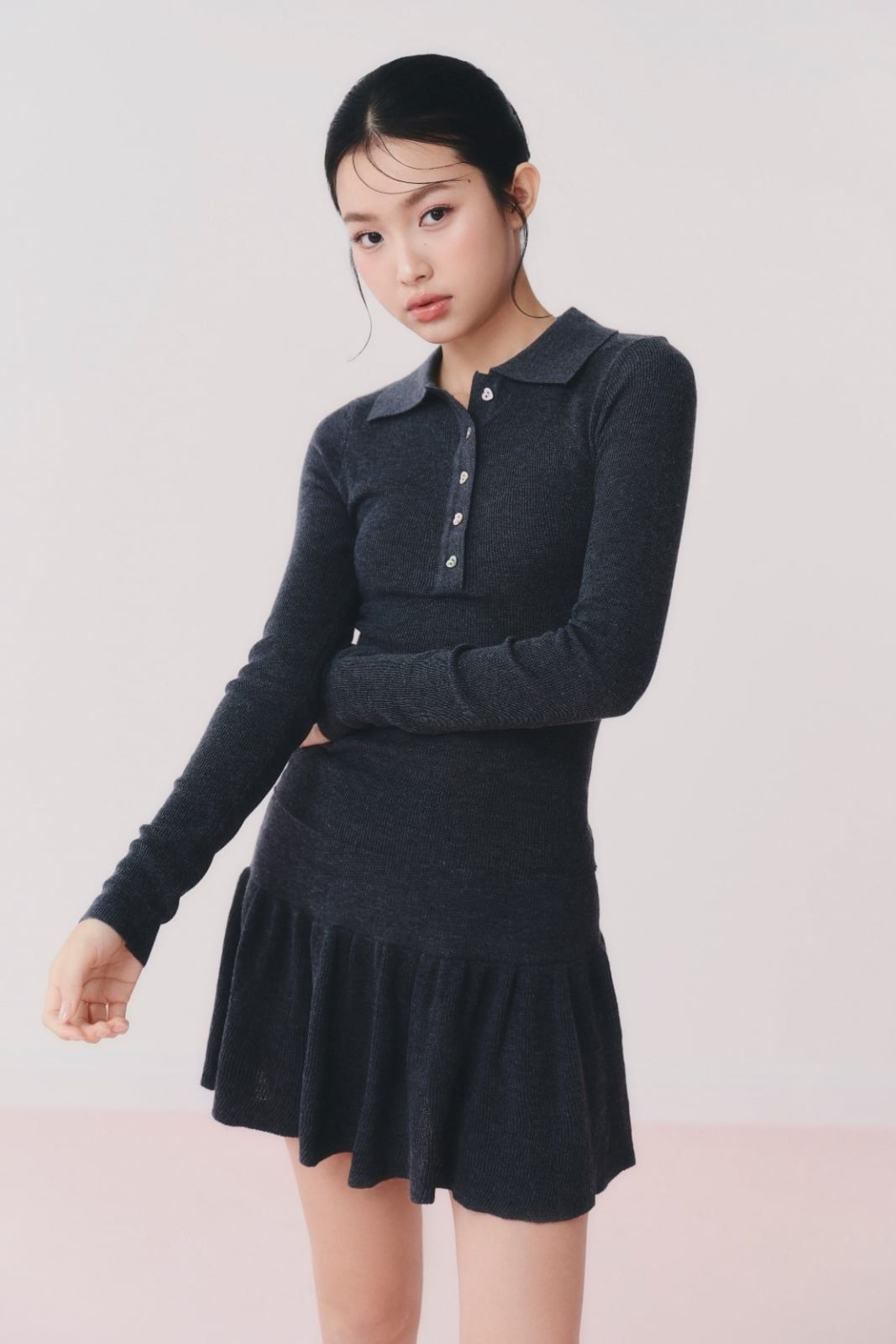 Ribbed Knit Heart Button Set nhiều màu