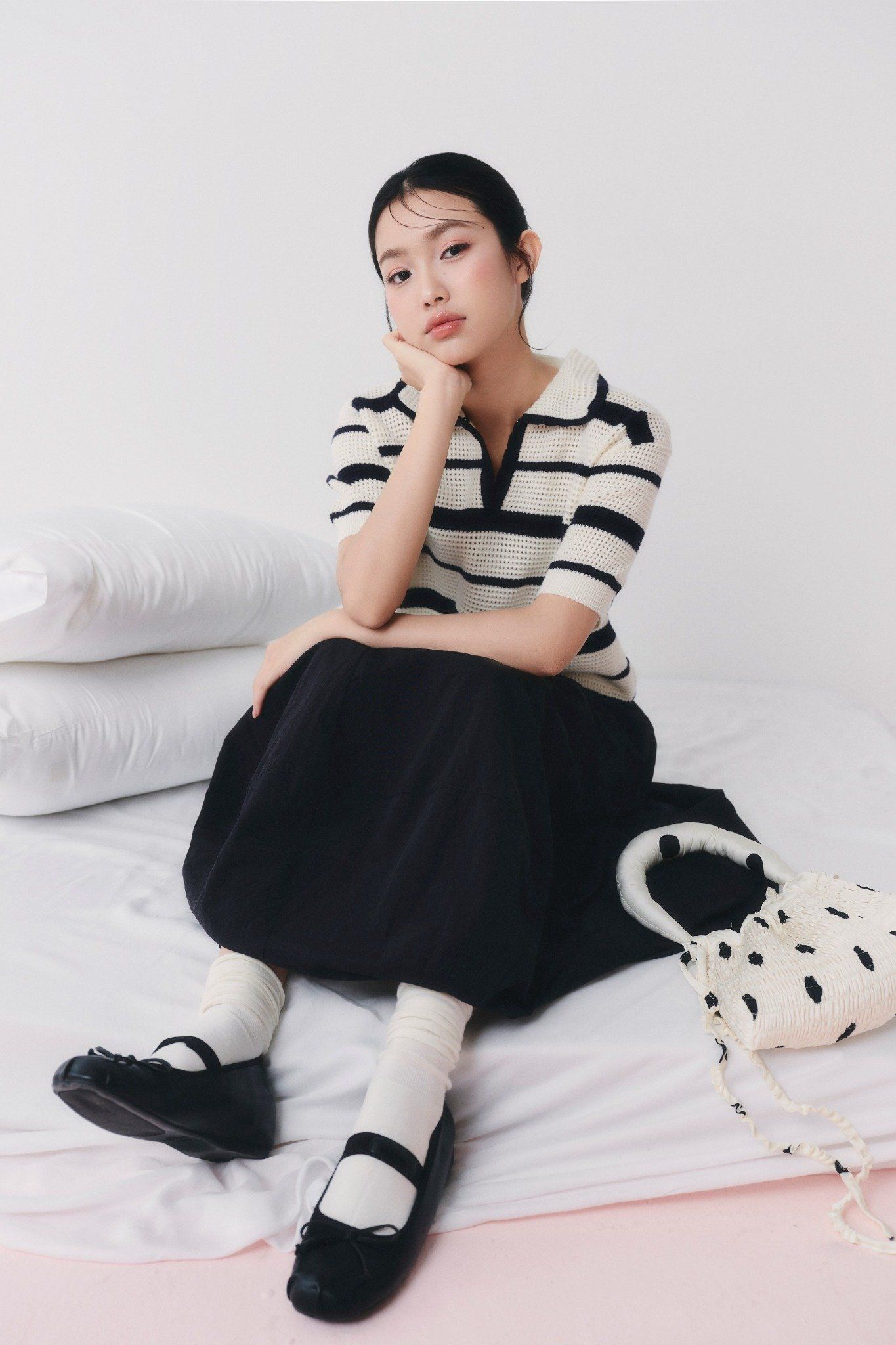 Chân váy Black Cotton Puff Maxi Skirt