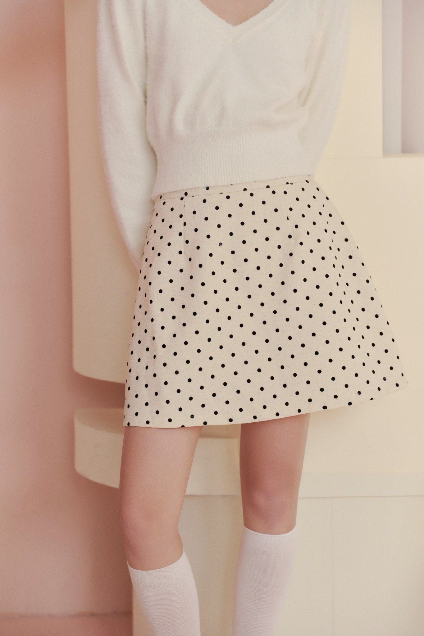 Chân váy Cream Dot Cotton A Line Skirt
