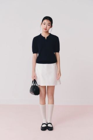 Chân váy chữ A White Cotton A Line Skirt