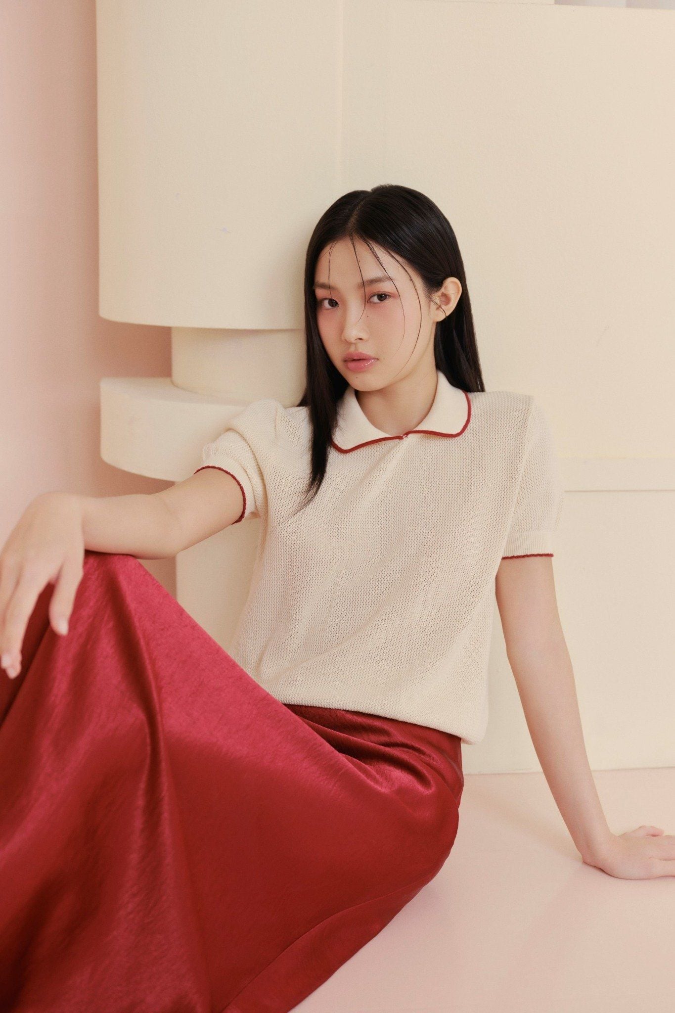 Chân váy Red Satin Long Skirt