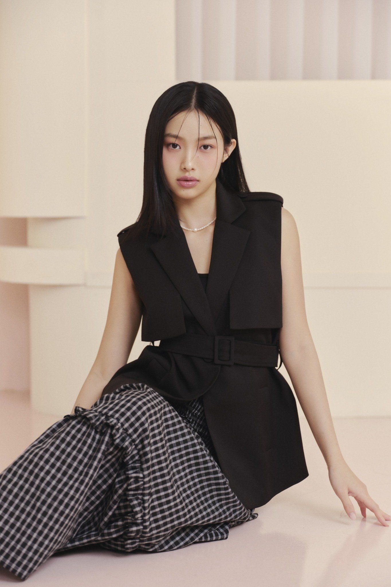 Chân váy Black Checked Ruffled Maxi Skirt