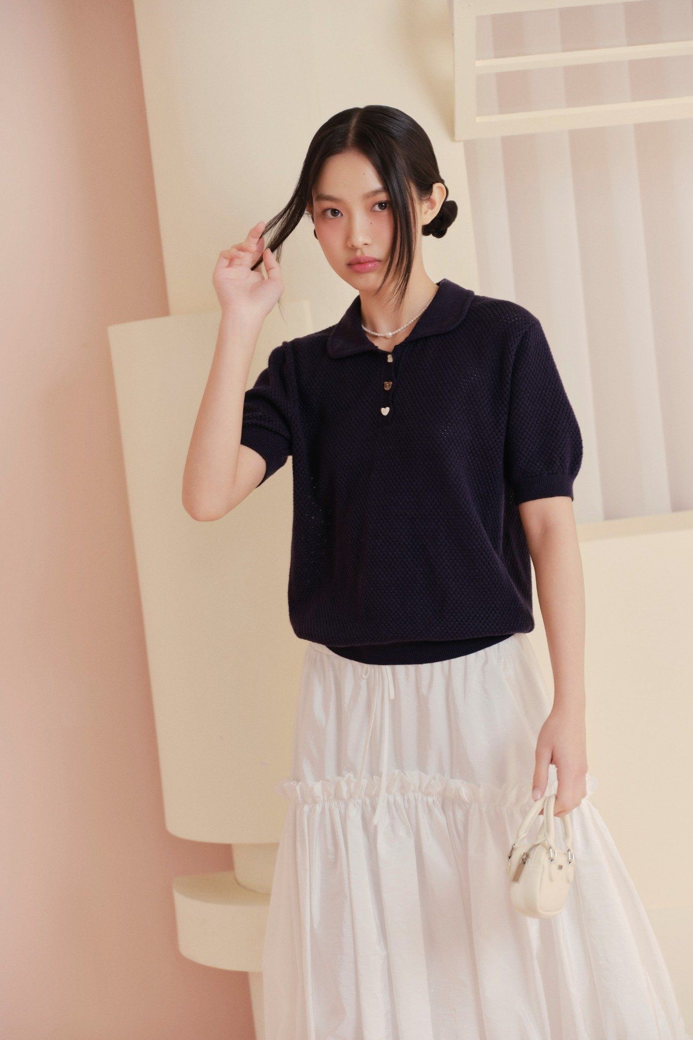 Chân váy White Cotton Puff Tiered Ruffled Skirt