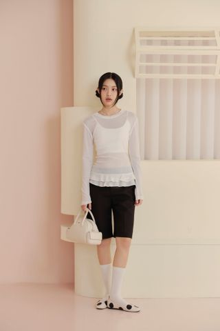 Quần shorts Black Knee Length Pants
