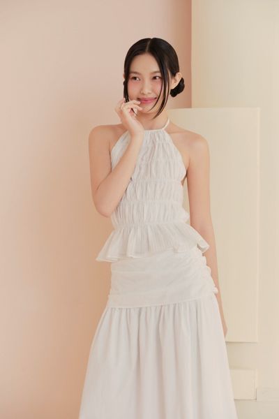  Chân váy White Linen Flared Skirt 