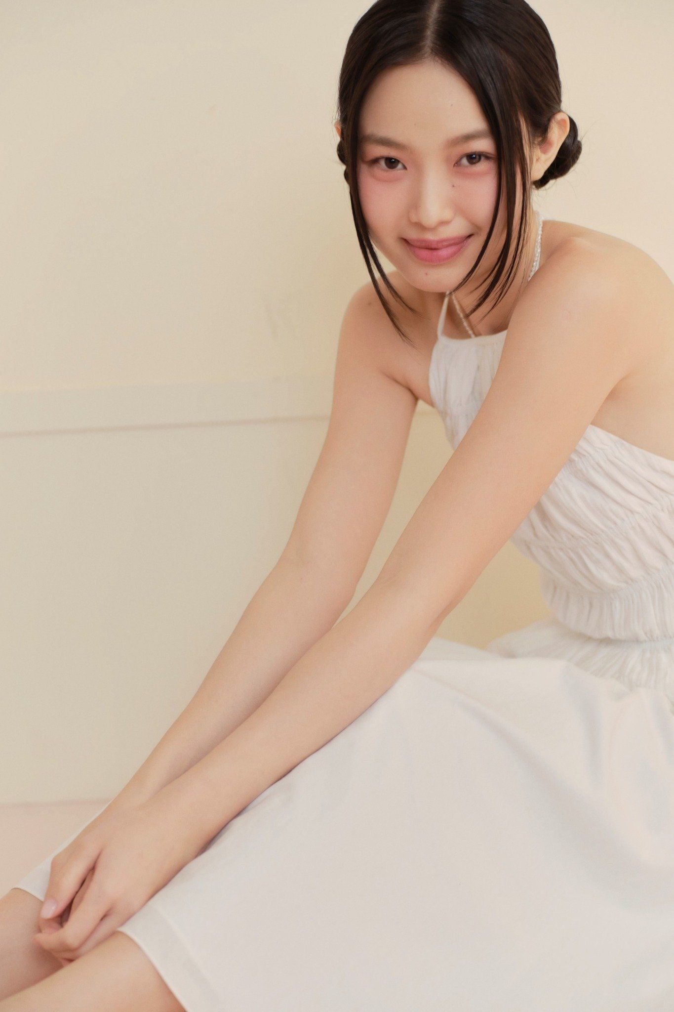 Chân váy White Linen Flared Skirt